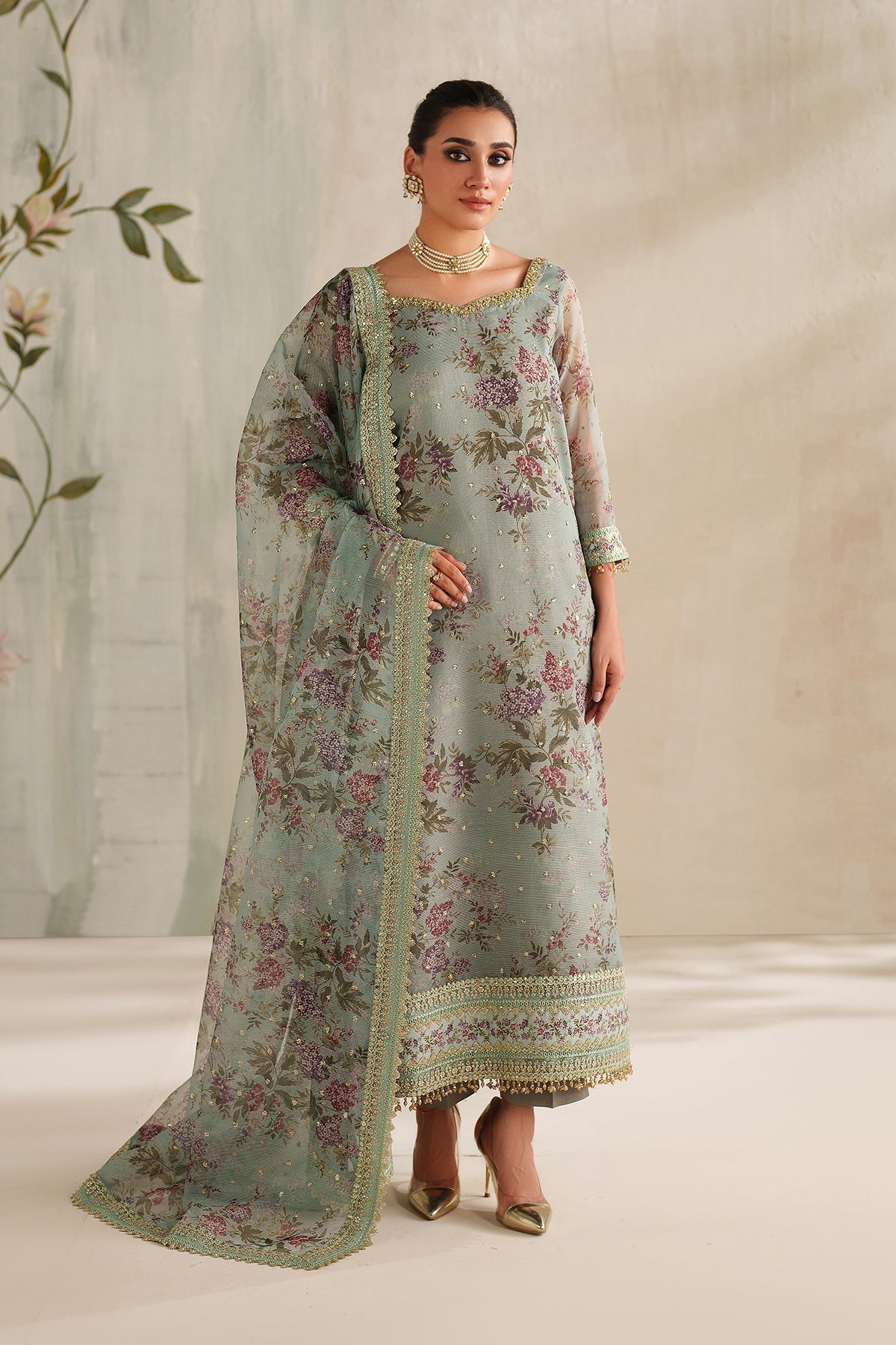 Baroque Printed Embroidered Lawn 3PC Unstitched Memon Clothes